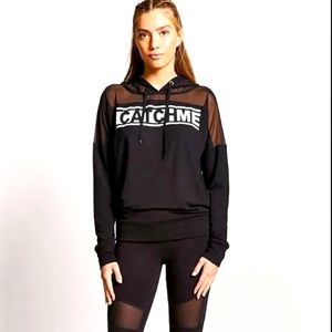 Forever 21 | F21 Black Active Graphic Mesh Panel long sleeve